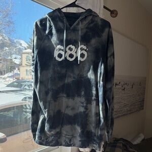 686 Men's Black and Gray Tie-Dye Sweater